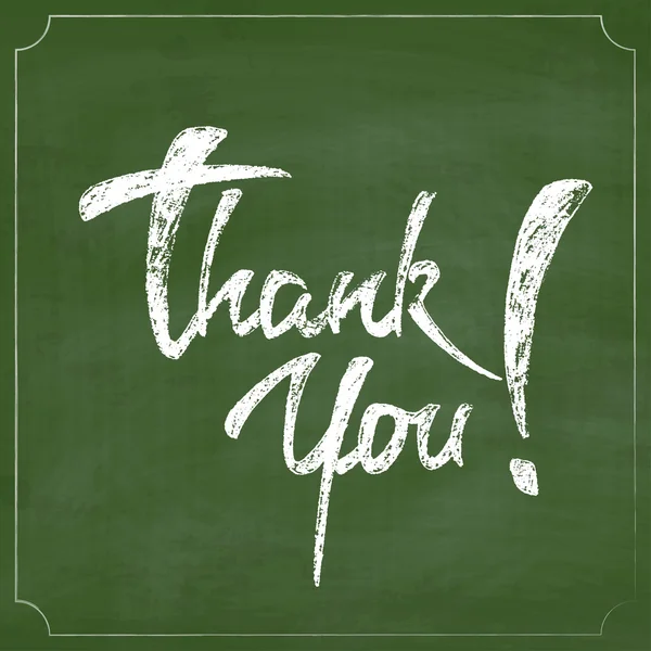 Thank You Chalk Hand Drawing Greeting Card over Green Chalkboard — Vetor de Stock