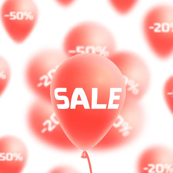 Sale background with red realistic balloons. Christmas sale — Stock Vector