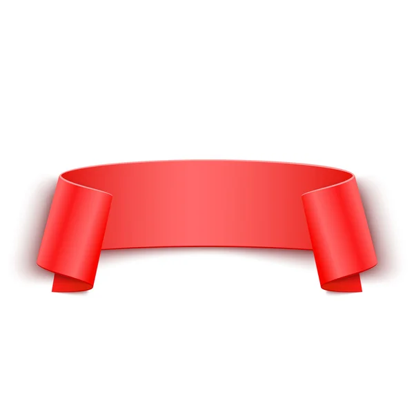 Vetor Banner 3d de papel vermelho curvo isolado no fundo branco — Vetor de Stock