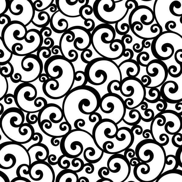 Black and White Swirl Seamless Pattern — Stock Vector