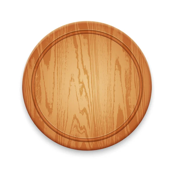 Wooden Round Cutting Board on White Background — Stock Vector