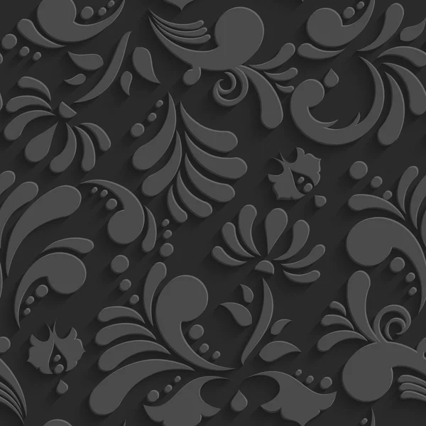 Διανυσματικά μαύρο 3d λουλουδάτο μοτίβο άνευ ραφής — Διανυσματικό Αρχείο