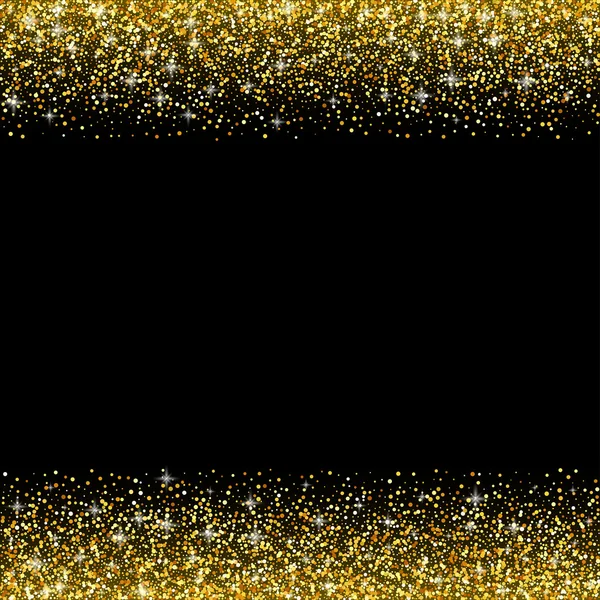 Vector de fondo negro con brillo glitter Oro, plantilla — Vector de stock
