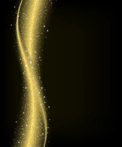 Abstracta fondo de onda estrellas de brillo de polvo de oro — Vector de stock