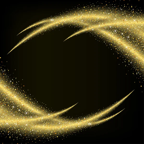 Abstracta fondo de onda estrellas de brillo de polvo de oro — Vector de stock