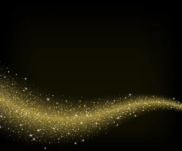 Abstracta fondo de onda estrellas de brillo de polvo de oro — Vector de stock