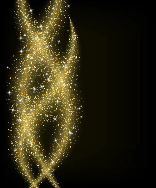 Abstracta fondo de onda estrellas de brillo de polvo de oro — Vector de stock