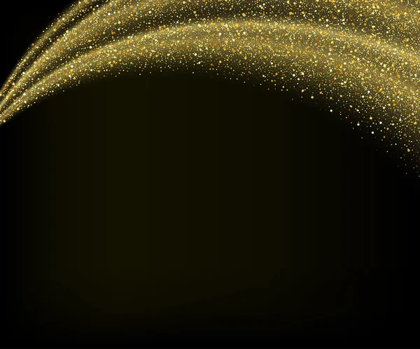 Vector abstracto polvo de oro glitter estrellas onda fondo — Vector de stock