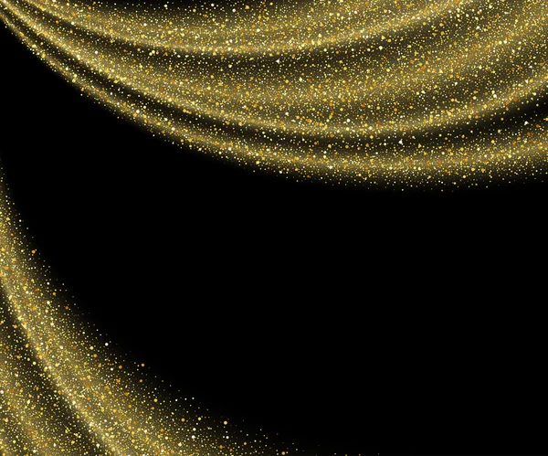 Абстрактные векторные Золотая пыль блеск звезды волны фон — стоковый вектор