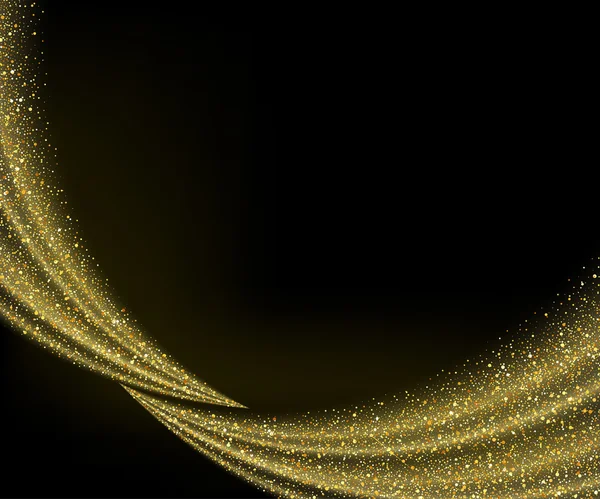 Vector abstracto polvo de oro glitter estrellas onda fondo — Vector de stock