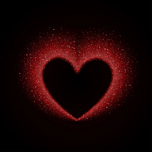 Happy Valentines Day-Karte mit Red Glittering Star Dust Herz — Stockvektor