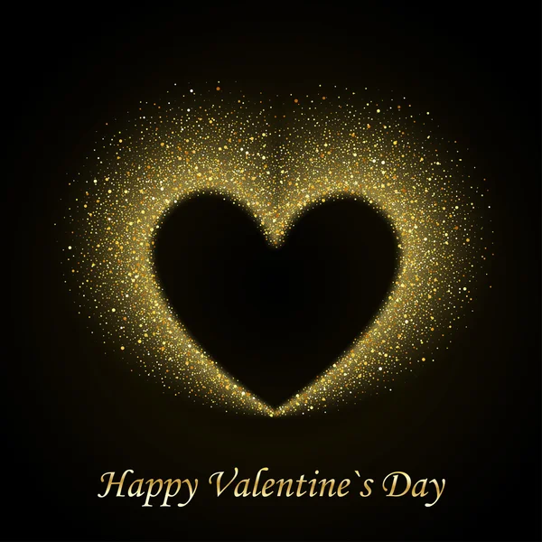 Šťastný Valentýna karty s třpytícím se zlatým srdcem Hvězdný prach — Stockový vektor