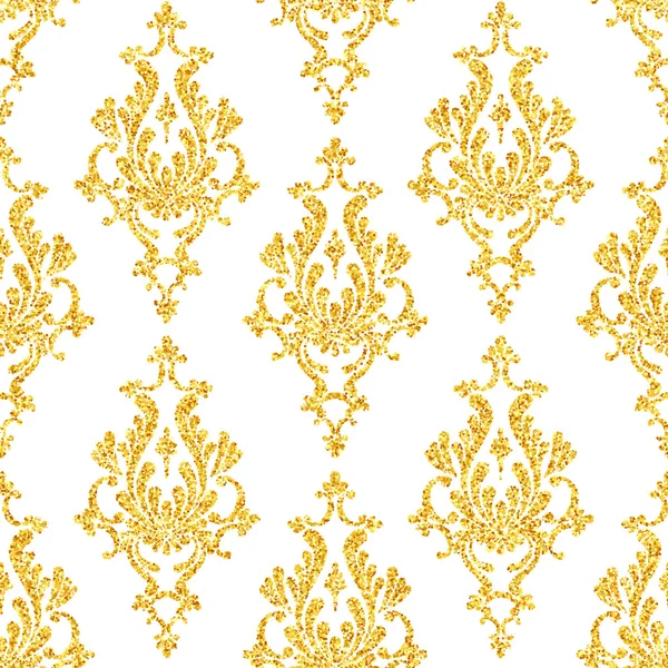 Abstract vector gold dust glitter damask seamless pattern —  Vetores de Stock