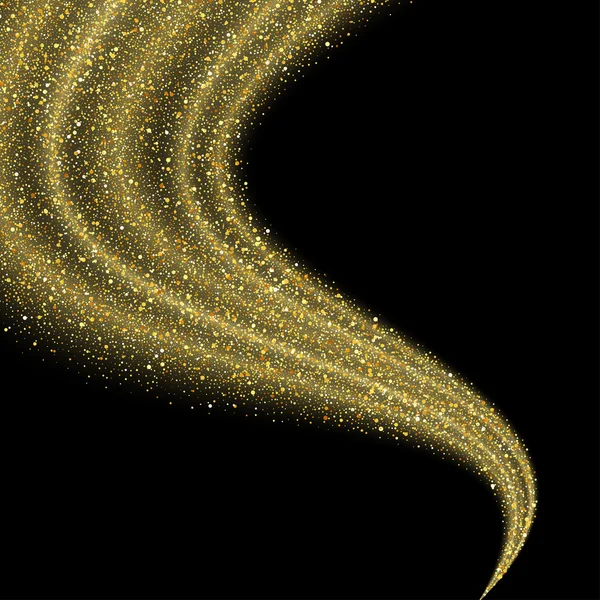 Golden dust glitter star wave on black background — Stockový vektor