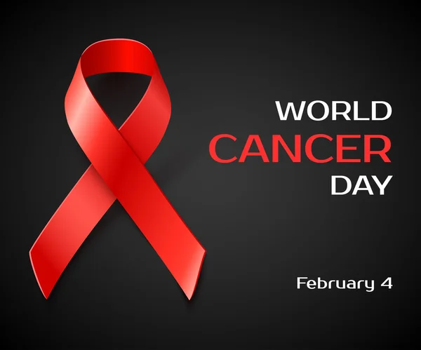 Awareness World Cancer Day rotes Band — Stockvektor