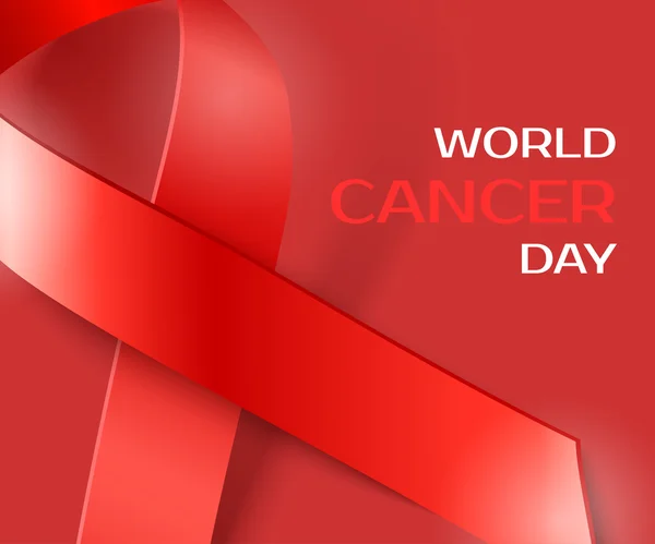 Awareness World Cancer Day rotes Band — Stockvektor