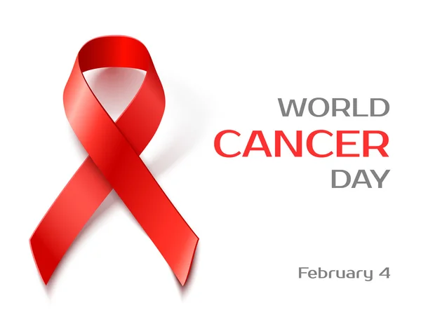 Awareness World Cancer Day rotes Band — Stockvektor