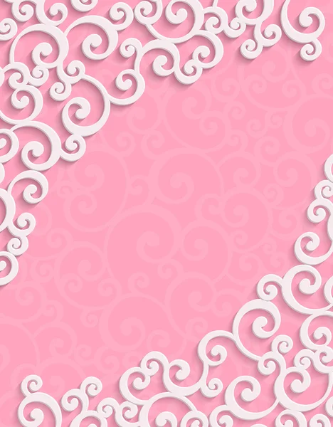 Вектор розовый 3d Винтаж пригласительная открытка с цветочным узором Дамаск — стоковый вектор
