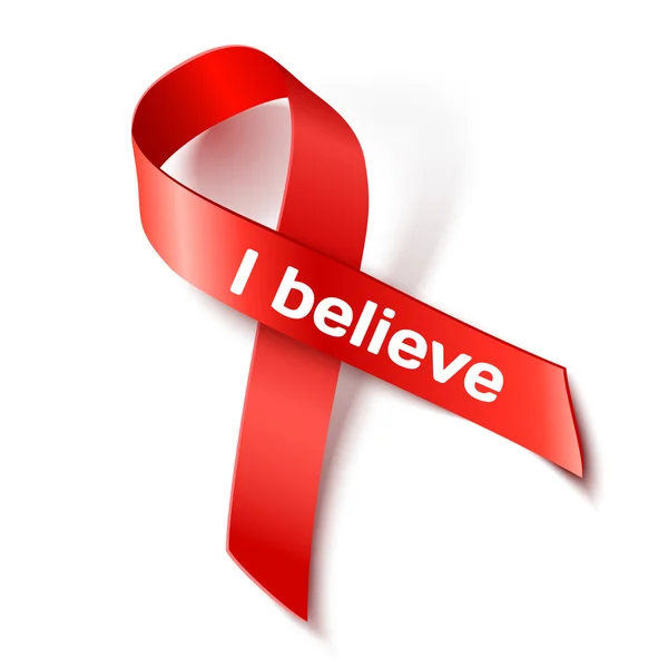 Awareness World Cancer Day red ribbon — Vector de stock