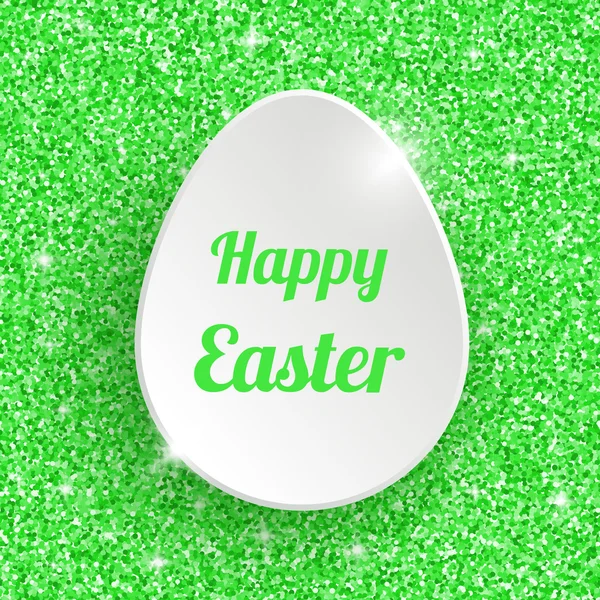 Happy Easter Greeting Card with 3d White Paper Egg — Stok Vektör