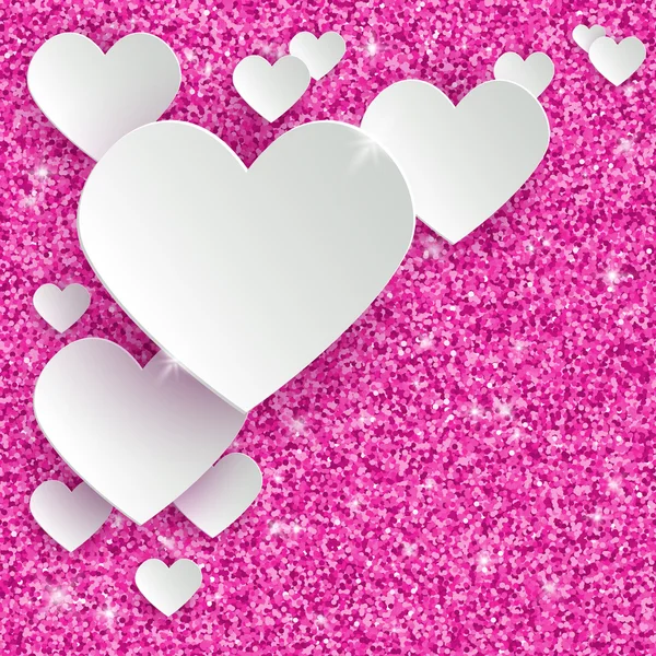 Carte de voeux Saint Valentin heureux avec Blanc Paper Hearts 3D — Image vectorielle