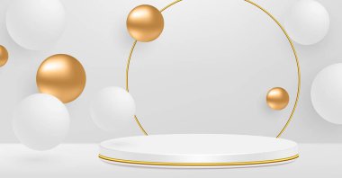 Akan beyaz ve pembe yumuşak küreler. Vektör gerçekçi illüstrasyon. Üç boyutlu geometrik şekilli soyut bir arkaplan. Modern kapak tasarımı. Afişi ya da broşürü ekler. Dinamik duvar kağıdı