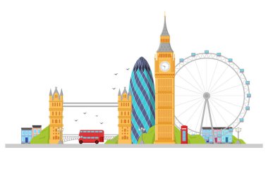 Londra Skyline 'ı detaylı. Vektör illüstrasyonu