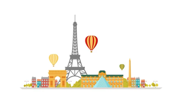 Paris Frankreich Stadt Skyline Vektor Hintergrund. Flache trendige Illustration. — Stockvektor