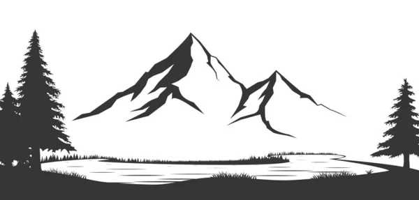 산 vector.Mountain range silhouette 고립 벡터 일러스트. 산의 실루엣. — 스톡 벡터