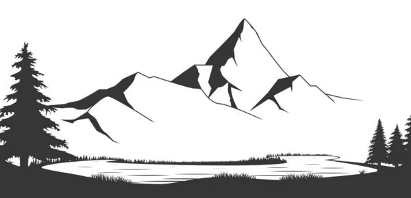 Cordillera ilustración vectorial en blanco y negro — Vector de stock