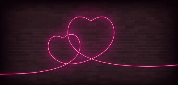 İki kupa bir çizgi neon vektör simgesi. Bir satır sanat, çizim.