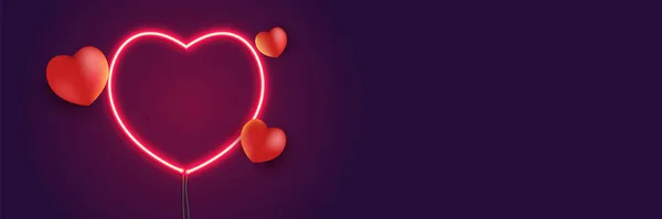 Neon Herzzeichen und Herzform. Herz aus rotem Glühen. Vektorillustration — Stockvektor