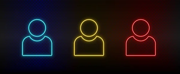 Neon icon set avatar. Set of red, blue, yellow neon vector icon — стоковый вектор