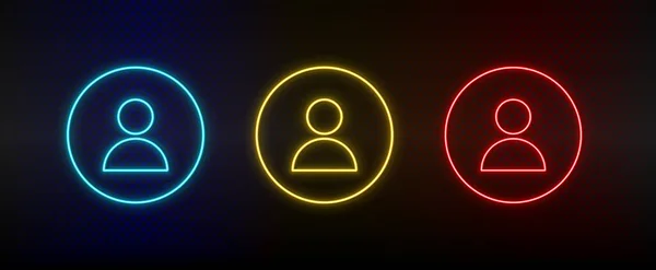 Neon icon set avatar, profile. Set of red, blue, yellow neon vector icon — 스톡 벡터