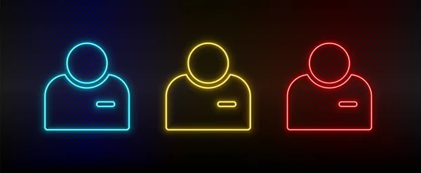 Neon icon set avatar, user. Set of red, blue, yellow neon vector icon — стоковый вектор