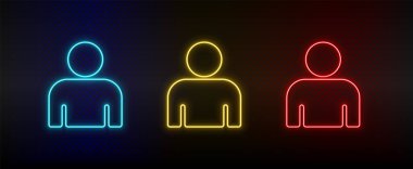 Neon icon set avatar, user. Set of red, blue, yellow neon vector icon