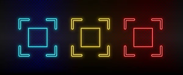 Neon icon set crosshair, focus. Set of red, blue, yellow neon vector icon — Image vectorielle