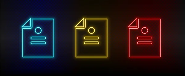 Neon icon set business, analysis, report. Set of red, blue, yellow neon vector icon — стоковый вектор