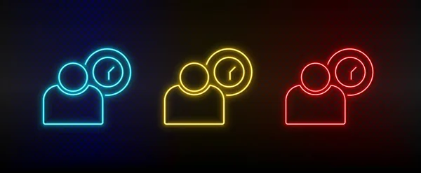 Neon icon set employee, user. Set of red, blue, yellow neon vector icon — Stock Vector