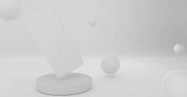 Beyaz arka planda boş ekranı olan temiz, gerçekçi bir akıllı telefon modeli. Asgari kullanıcı arayüzü akıllı telefon uygulaması UI kavramı.