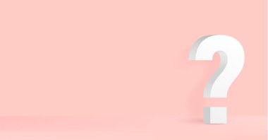 Soru vektör çizimi. Yüksek detaylı 3B yazı tipi soru karakter vektörü illüstrasyonu.