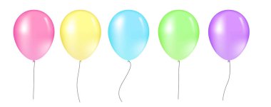 Balon seti. Parlak renkli parlak balonların vektör çizimi. Gerçekçi hava 3D balonları beyaz arka planda izole edilmiş. Farklı güzel balonlardan oluşan büyük bir koleksiyon. tasarım elemanları balonu