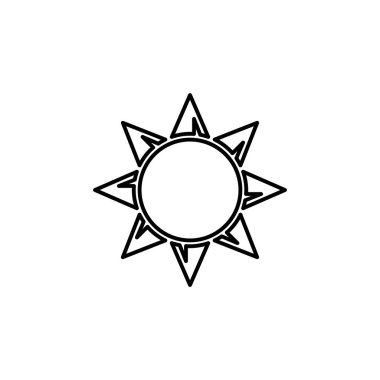 Güneş, yaz taslak vektör ikonu. Satır yazı ve güneş vektör simgesi.