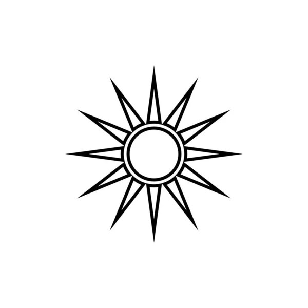 Sole, icona vettoriale dei contorni estivi. Linea estate e sole vettoriale icona. — Vettoriale Stock