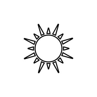 Güneş, yaz taslak vektör ikonu. Satır yazı ve güneş vektör simgesi.