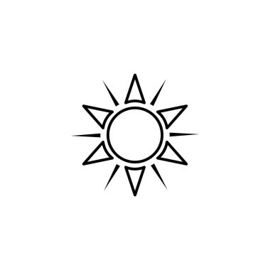 Güneş, yaz taslak vektör ikonu. Satır yazı ve güneş vektör simgesi.