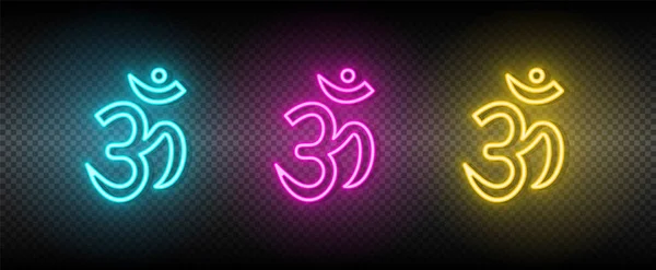 Om symbool neon vector pictogram. — Stockvector