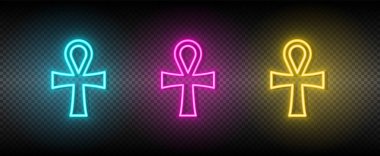 Ankh sembolü neon vektör simgesi.