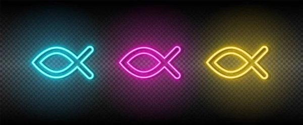 Ichthys sembolü neon vektör simgesi. — Stok Vektör