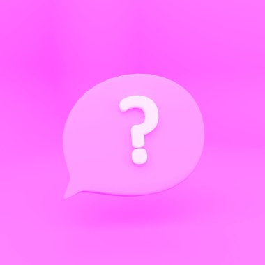 Soru işareti simgesi olan 3B görüntüleme balonu